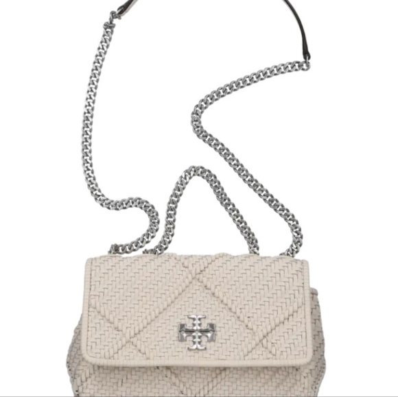 Tory Burch Kira Diamond woven small convertible shoulder bag ivory color - Picture 7 of 16